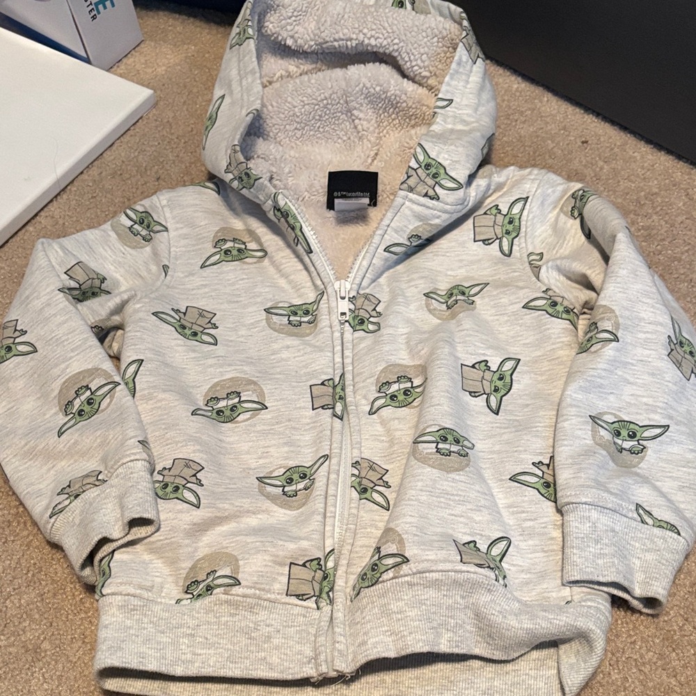 🌈4/$25🌈 Star Wars Fleece Lined Gray Hoodie with Baby Yoda Print